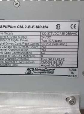 ACS MotionControl SPiiPlus CM-2-B-E-MO-H4驱动器现货*询价销售