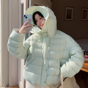 保暖外套 羽绒服女排骨宽松连帽冬季 90白鸭绒2025新款 云朵泡芙短款