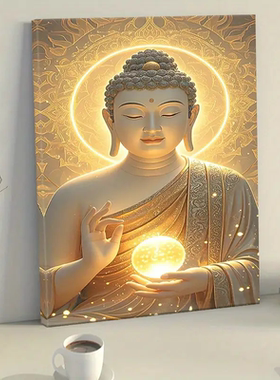 阿弥陀佛画像书房玄关挂画客厅装饰字画走廊沙发背景墙