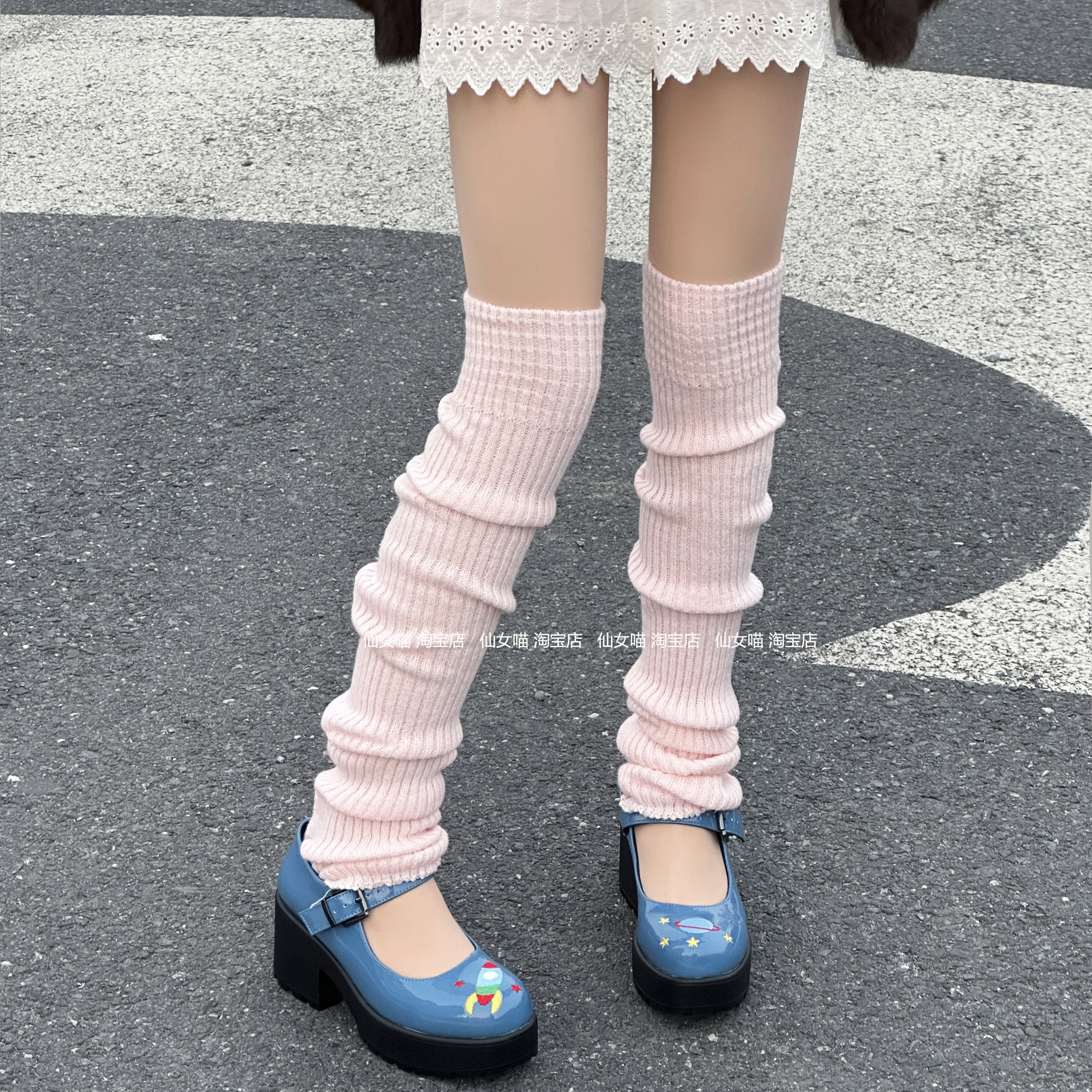 韩系甜美风粉色踩脚过膝堆堆袜套女秋冬纯色针织长筒袜套加厚保暖,女士内衣/男士内衣/家居服,长筒袜,淘宝优惠券,粉丝福利购,淘宝优惠卷