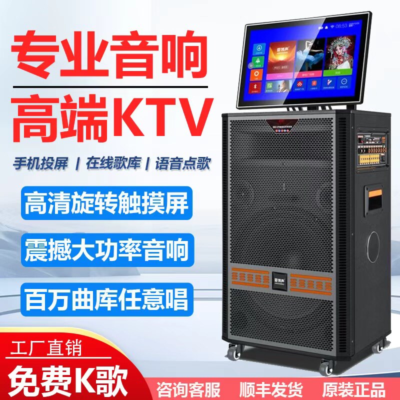 爱博声户外广场舞音响带显示屏大功率KTV移动专业音箱一体机进口