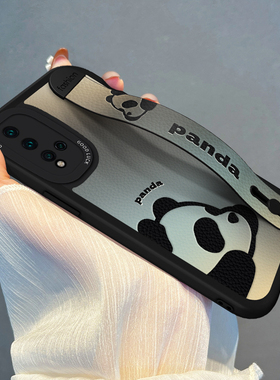 趴趴小熊猫适用华为Nova5Pro手机壳腕带Nova5i镜头全包Nova4女新款卡通5Z软硅胶4E高级感创意Pro小羊皮保护套