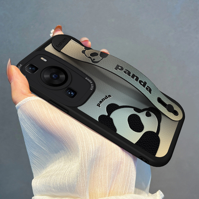 适用华为P60壳腕带趴熊猫4