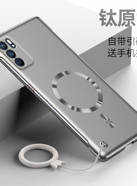 适用oppoReno6手机壳Reno6Pro新款oppo金属漆Reno6Pro+无边框0pp0超薄裸机感PEQMOO半包防摔硬壳opp0简约男女