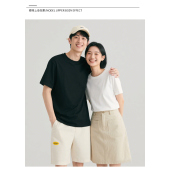 美式 白色短袖 夏季 潮牌半袖 宽松圆领港风上衣纯色 T恤男生纯棉新款