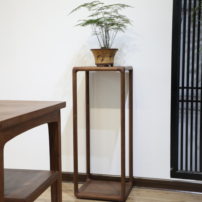 黑胡桃色榆木花几花架置物架室内客厅阳台新中式简约盆景实木架子在类目 住宅家具, 架类, 花架/花几中 - 来自Buy2taobao.com提供专业的淘宝代购服务