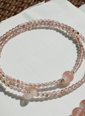 南红飘花玛瑙项链新中式设计