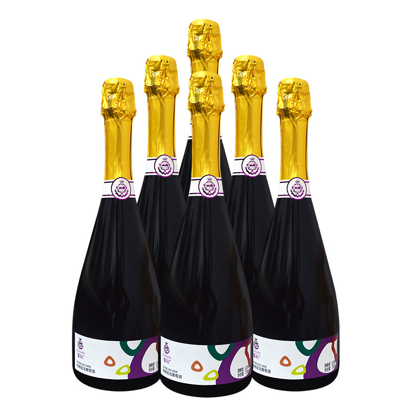 甘肃特产红酒紫轩微醇起泡葡萄酒0.6度750ml 6瓶整箱起泡酒