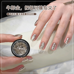 流行显白美甲店专用套装 秋季 牛郎金爆闪亮面千金甲油胶2025年新款