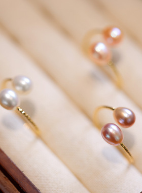 法式优雅天然淡水珍珠戒指