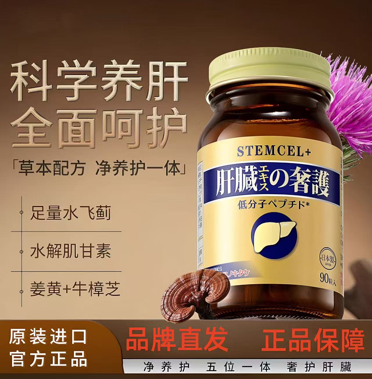 Stemcel+水飞蓟护旰片姜黄解肌苷牛樟芝熬夜男养肝熬夜肝脏片日本