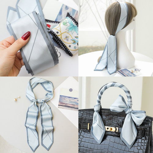 蓝色绑包包提手柄搭配装饰腰带