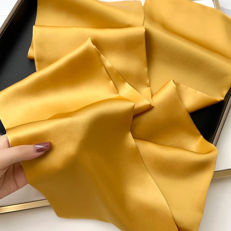 纯黄色真丝桑蚕丝小长条方巾丝巾女搭配衬衫职业装饰脖子领带丝带