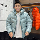 2025冬季 芙沿蓝色白鸭绒羽绒服外套搭休闲防风防水羽绒服 新款