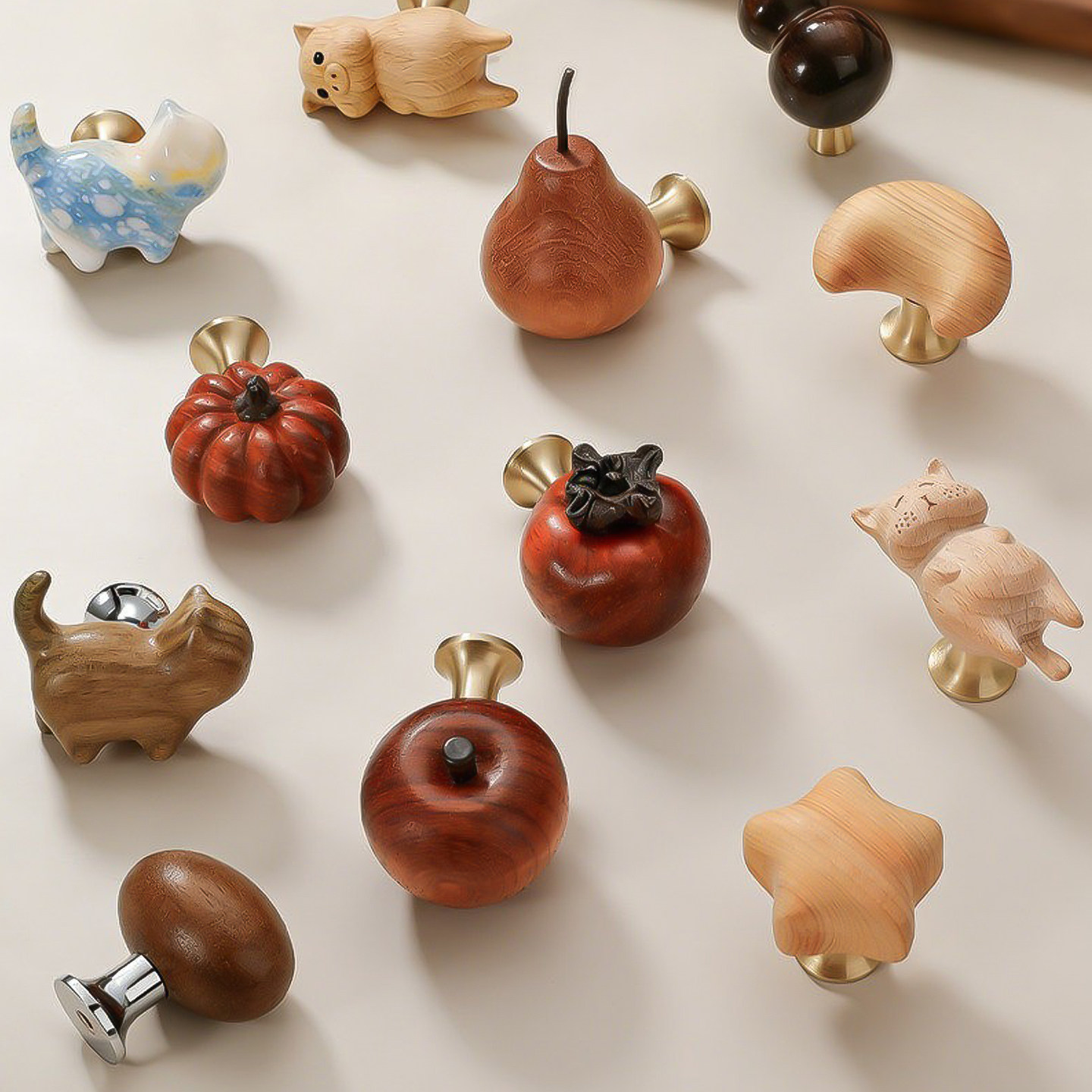 可爱卡通儿童房柜门拉手创意手工檀木卡通橱柜门衣柜抽屉柜子把手,基础建材,其它五金,淘宝优惠券,粉丝福利购,淘宝优惠卷