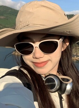 新款复古粉猫框墨镜女高级感