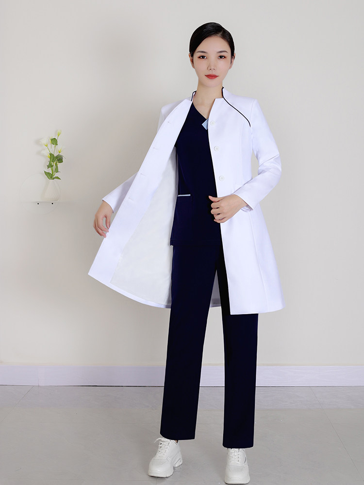 HIGH-END WHITE COATS LONG-SLEEVED DOCTORS UNIFORMS MENS AND WOMENS BEAUTY SALONS DENTISTRY STOMATOLOGISTS SPRING AND AUTUMN WORK CLOTHES AND LABORATORY CLOTHES