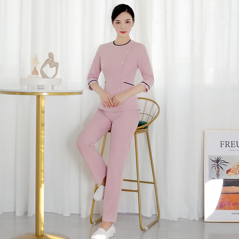 技师春秋女七分袖新款气质美容师养生会所足疗足浴高端美容院制服