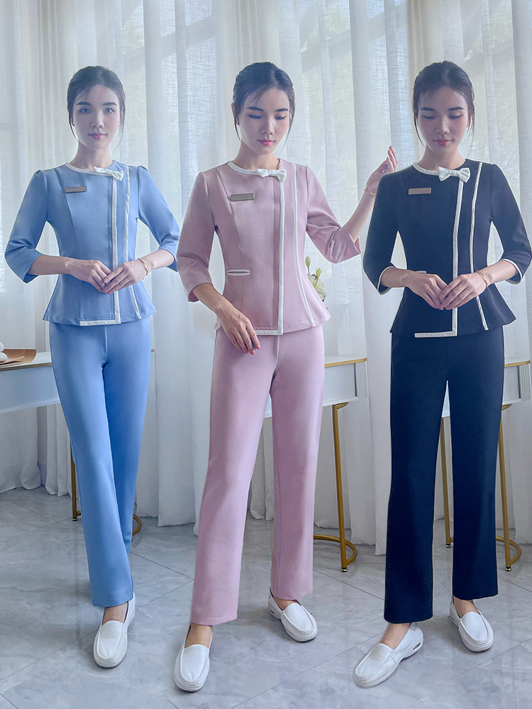 한국식 네일 타투 아티스트 작업복 봄 가을 정장 스파 미용실 미용사 작업복 프런트 전문 복장