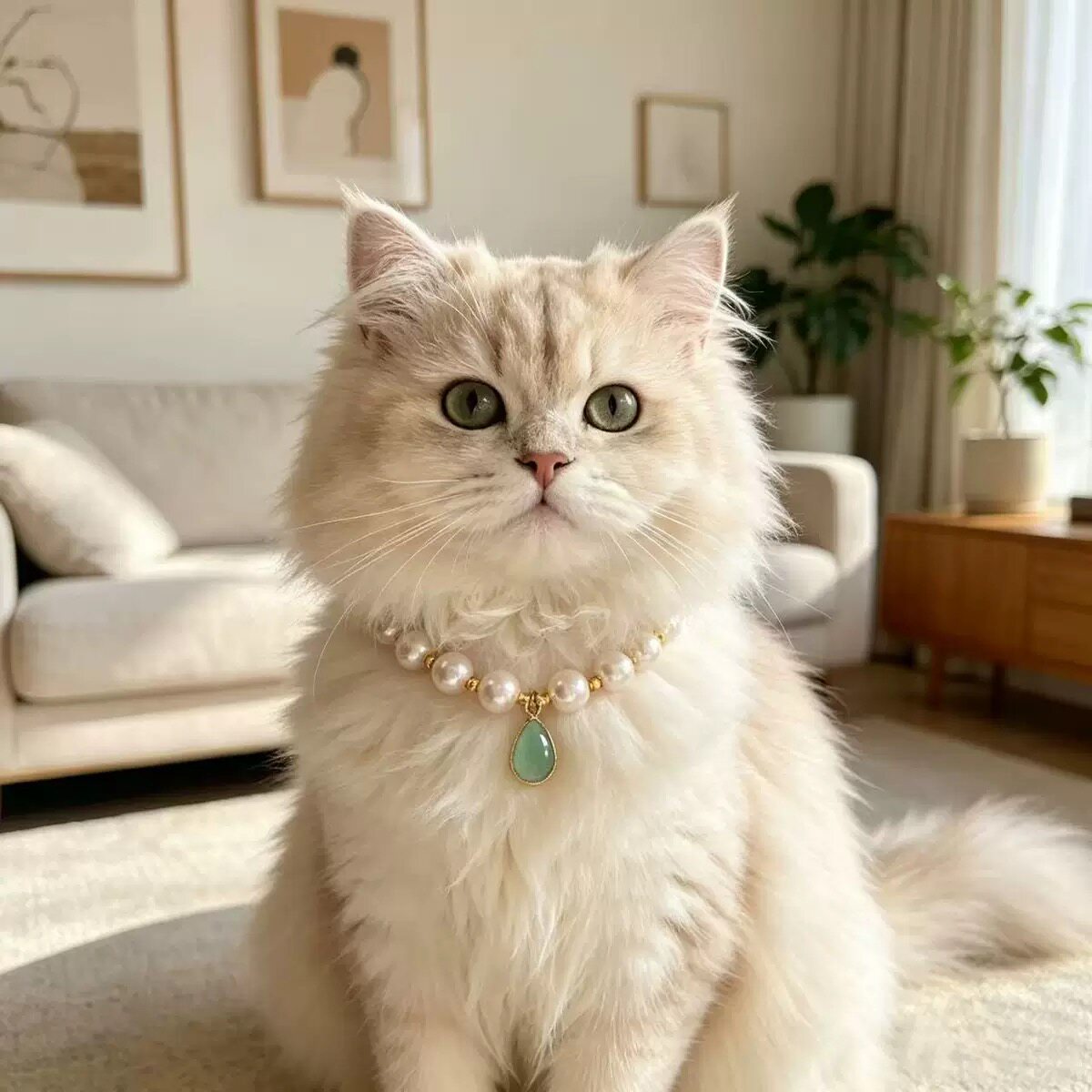 宠物淡彩水滴宝石项链狗狗颈链猫咪项圈珍珠气质装饰品小型犬比熊