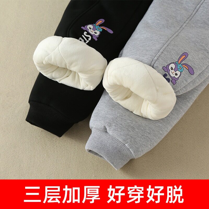 女童加绒加厚棉裤一条过冬运动裤