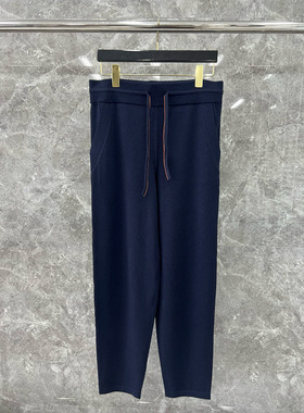 Lp羊绒裤男女同款藏蓝色针织裤高品质羊毛羊绒直筒裤24秋冬新款