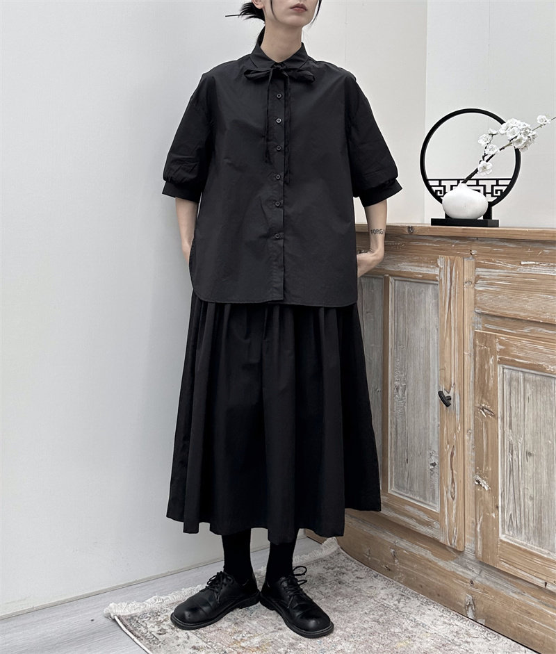 山本风暗黑系立体装饰小众短袖衬衫女夏季宽松个性百搭半袖衬衣潮,女装衬衫,钱塘801（原钱塘901）