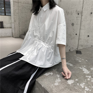 2121P60暗黑设计款短袖衬衫 不规则宽松小众图片
