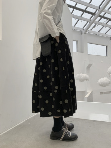 2186-1P89春装新款波点半身裙 松紧腰长裙圆点a型图片