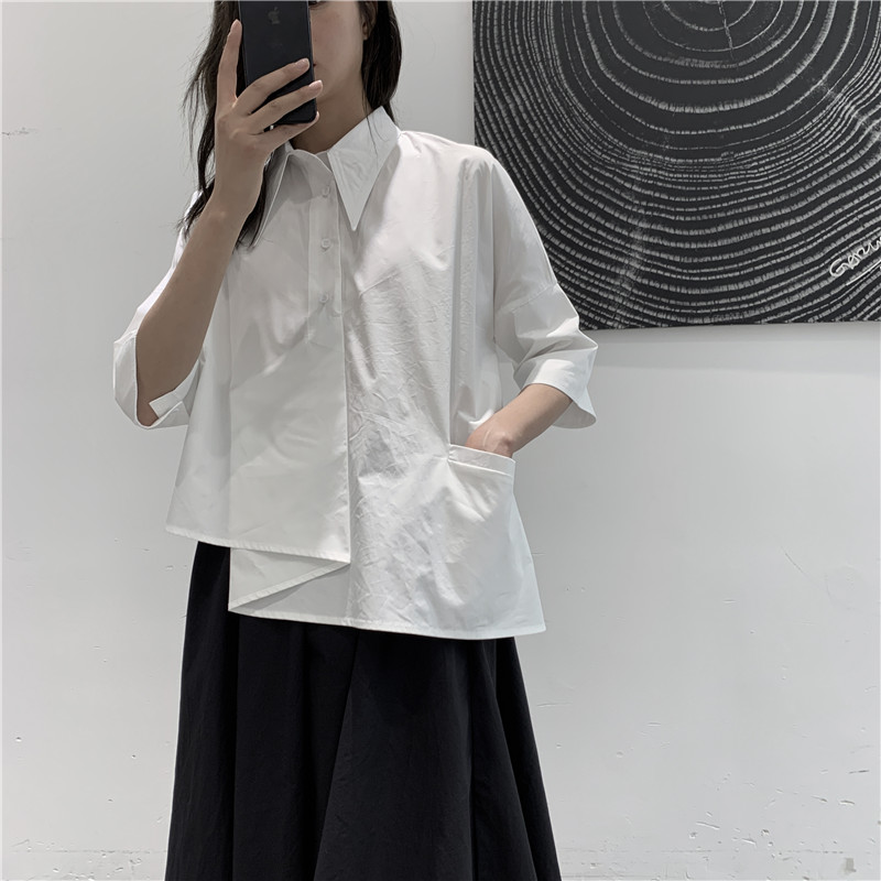 2127P65暗黑衬衫女宽松不规则,女装衬衫,钱塘801（原钱塘901）