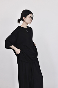 竹节棉宽松T恤女简约夏季新款潮流图片