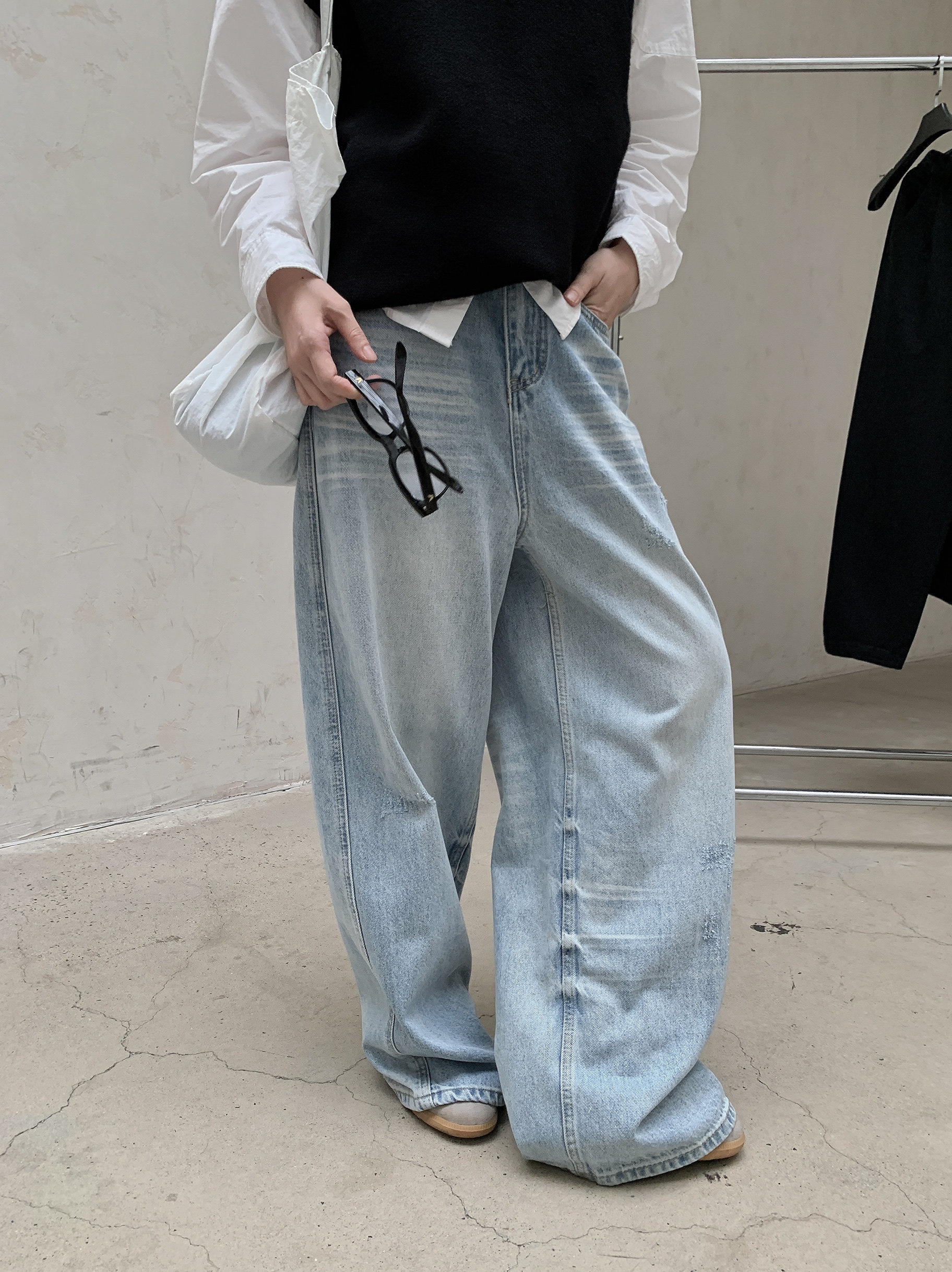 6001P105牛仔裤女 拖地裤图片