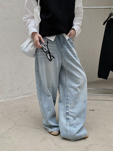 6001P105牛仔裤女 拖地裤图片