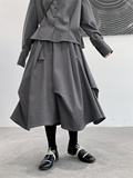 A型暗黑风女士A字裙静奢风半身裙显瘦小众复古中长款显瘦气质高腰，商品下架区，钱塘801（原钱塘901）