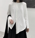暗黑风圆领宽松型长袖T恤内搭套装春季白色长款纯色春秋休闲百搭，商品下架区，钱塘801（原钱塘901）