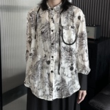 设计感小众山本街头风天丝长袖花衬衫女春夏新款宽松时尚薄款衬衣，女装衬衫，钱塘801（原钱塘901）
