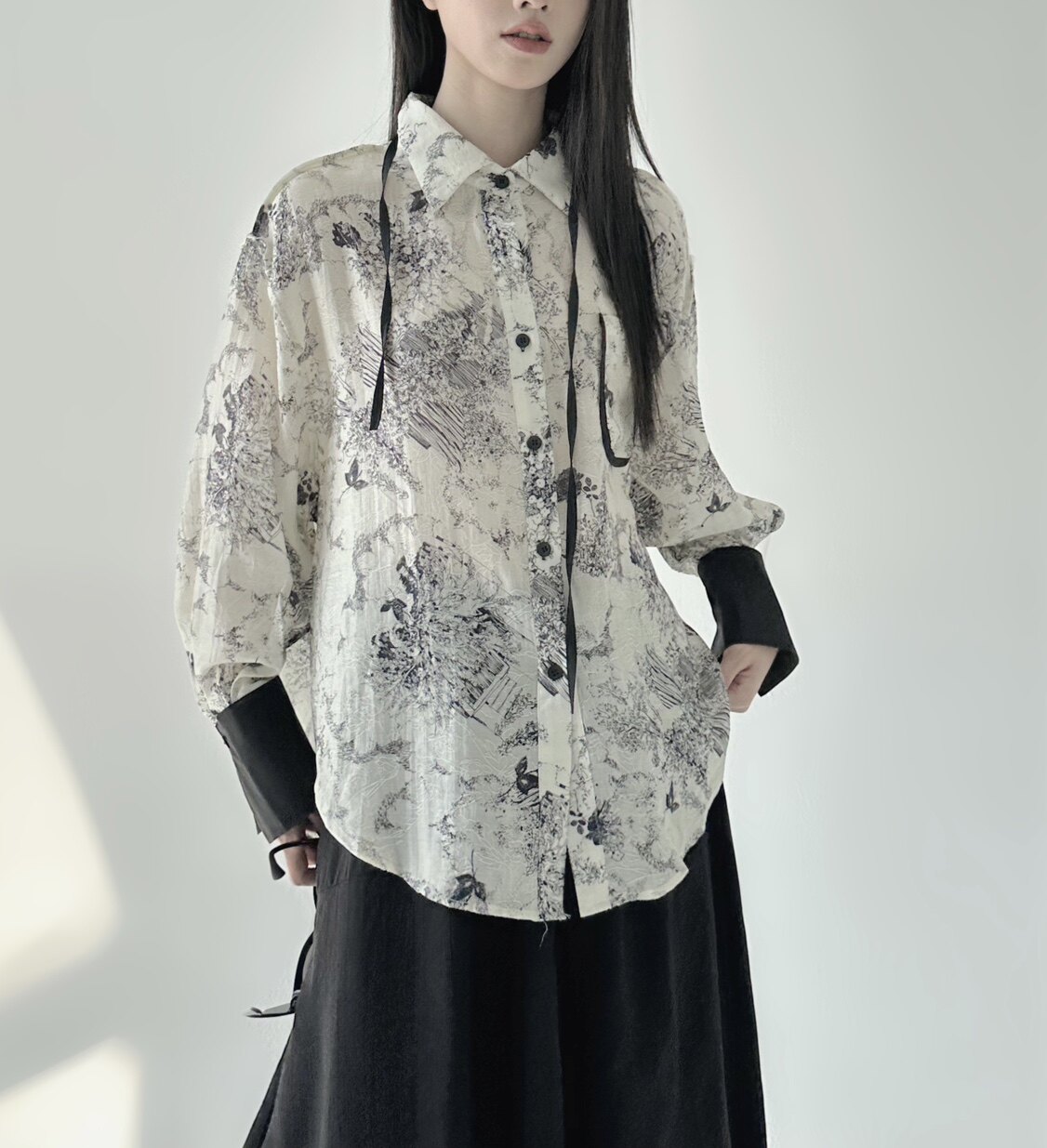 3073P75提花衬衫女长袖 薄款图片