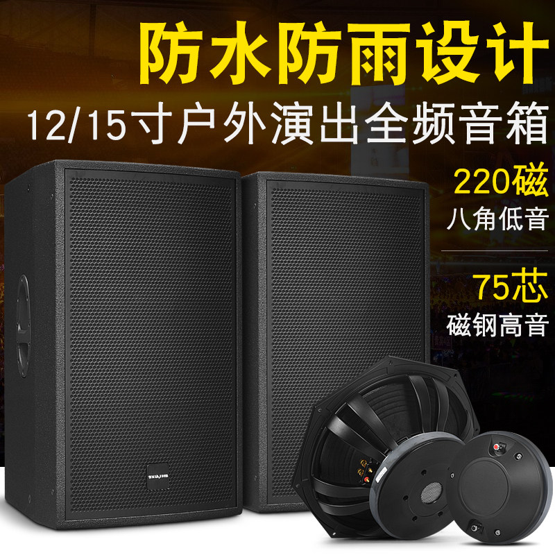 专业单12寸15寸专业舞台婚庆户外演出全防水全频音箱返听监听音响