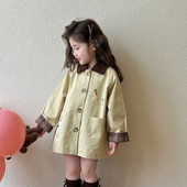 儿童春秋款 2026新款 女童春季 女翻领中长棉春秋小风衣宝宝