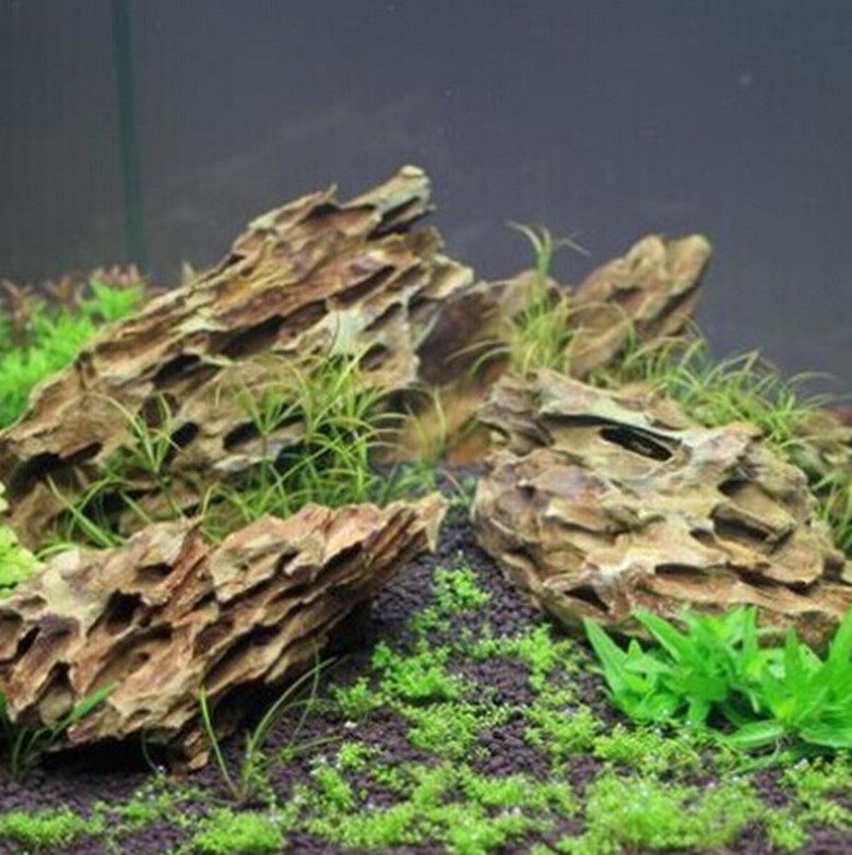 微盆景观鱼缸水草缸山谷峰松皮石龙骨虎皮石造景石景水族箱造景石