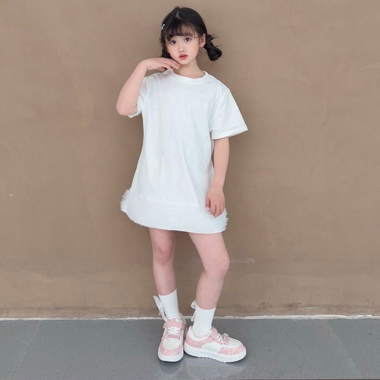 女童夏季网纱裙子T恤裙2025新款中大童小女孩公主裙儿童连衣裙