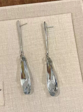 冷淡风银针玻璃水滴耳环女时尚简约个性百搭耳钉小众高级感耳饰潮