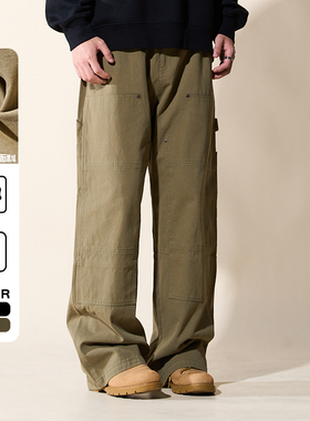 LOADMIND复古美式水洗伐木工装裤铆钉休闲裤宽松阔腿直筒长裤潮