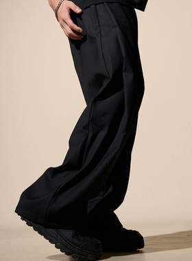 LOADMIND休闲西裤男垂感大码宽松直筒裤子男阔腿长裤高级老钱通勤