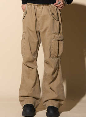 LOADMIND水洗做旧美式工装裤伞兵复古裤子男宽松直筒多口袋长裤潮