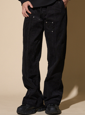 LOADMIND美式高街灯芯绒伐木工装裤子男直筒宽松阔腿百搭裤子男潮