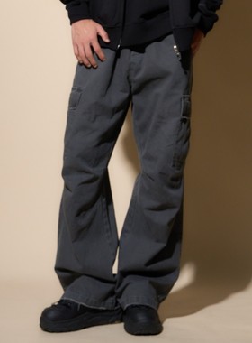 LOADMIND水洗做旧美式工装裤休闲复古裤子男宽松直筒多口袋长裤潮