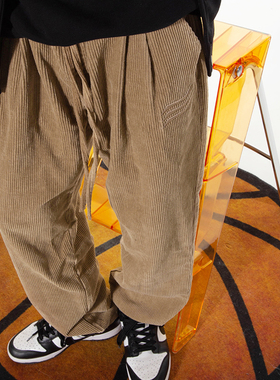 LDMD冬季灯芯绒裤子男宽松直筒美式复古高街垂感休闲长裤大码男生