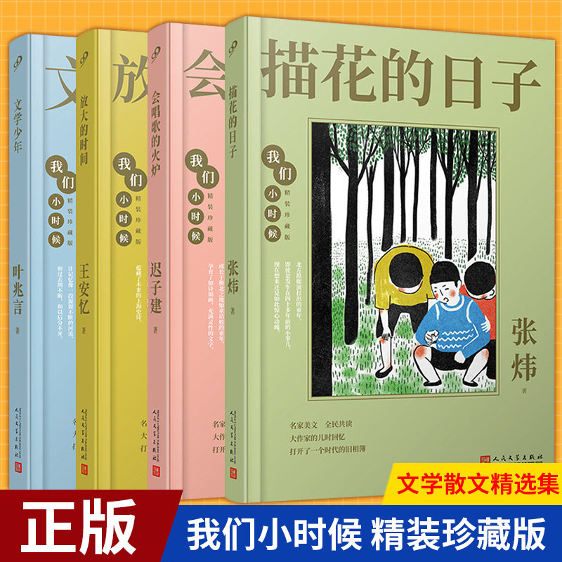 现货正版 文学少年+会唱歌的火炉+放大的时间+描画的日子(精装珍藏版)共4册 文学散文精选集学校推荐阅读走进作家的童年时光