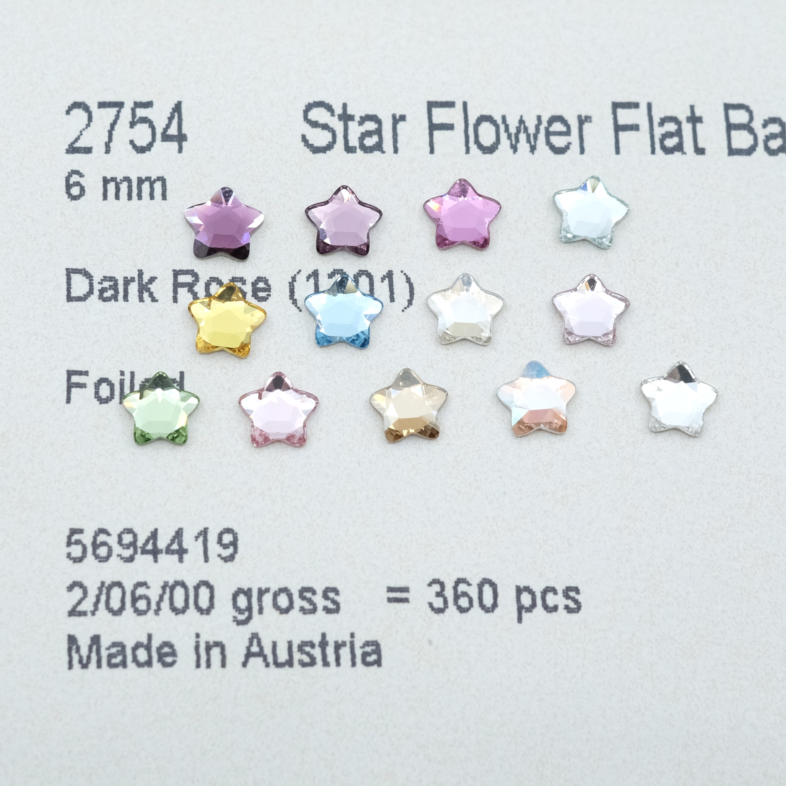 施华银底2754大圆角星6mm满天星爆款DIY美甲钻饰品配件彩色异形钻